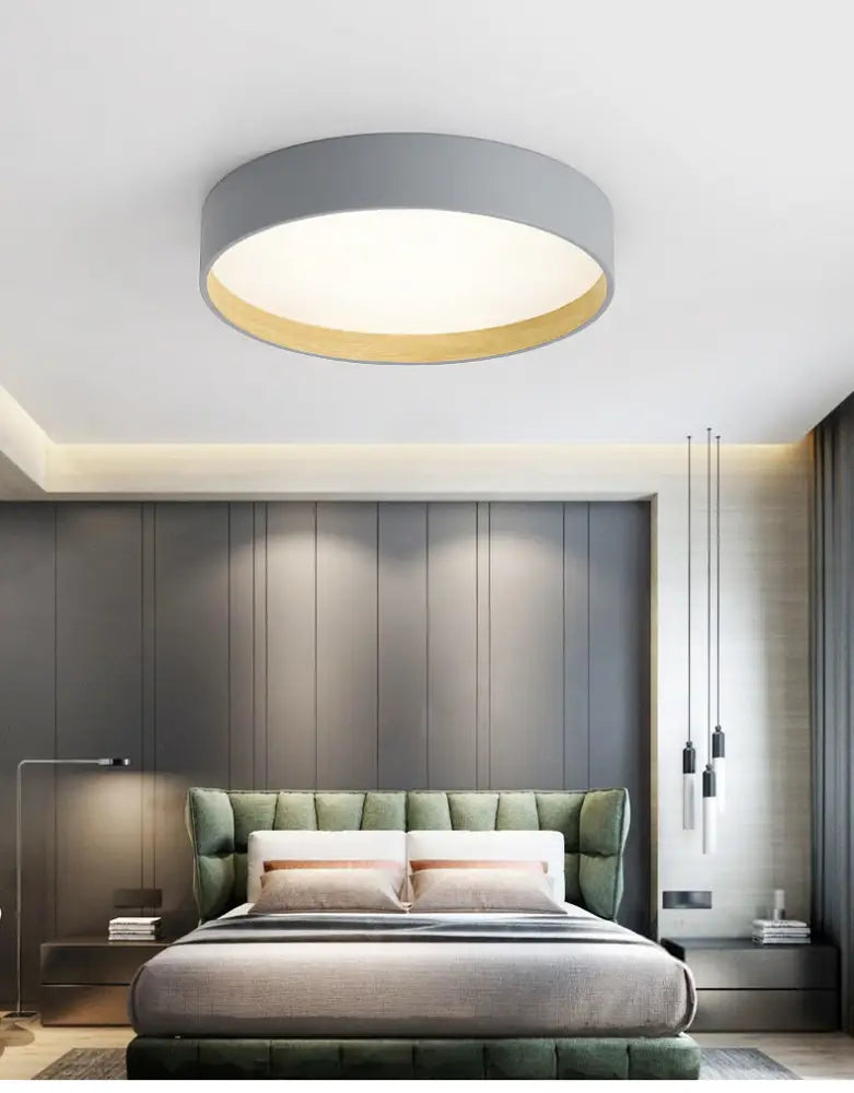 Metallic Modern Drum Flush Mount Ceiling Light Fixture