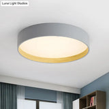 Metallic Modern Drum Flush Mount Ceiling Light Fixture