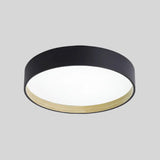 Metallic Modern Drum Flush Mount Ceiling Light Fixture Black / 19.5 White
