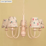 Metallic Pink Finish Chandelier With Tapered Shade - Nursing Room And Kids Suspension Light