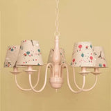 Metallic Pink Finish Chandelier With Tapered Shade - Nursing Room And Kids Suspension Light Ivory /