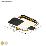 Metallic Rectangular Ceiling Light In Modernist Black/Gold And Black Finish With Warm/White Led