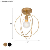 Metallic Rings Semi Flush Light - Retro Stylish Corridor Lighting (Black/Gold)