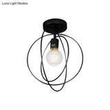 Metallic Rings Semi Flush Light - Retro Stylish Corridor Lighting (Black/Gold)