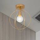 Metallic Rings Semi Flush Light - Retro Stylish Corridor Lighting (Black/Gold) Gold