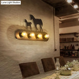 Metallic Silhouette Wall Mount Light: Elegant 4-Head Rustic Lighting For Restaurants