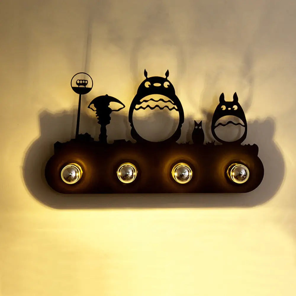 Metallic Silhouette Wall Mount Light: Elegant 4-Head Rustic Lighting For Restaurants Rust / G
