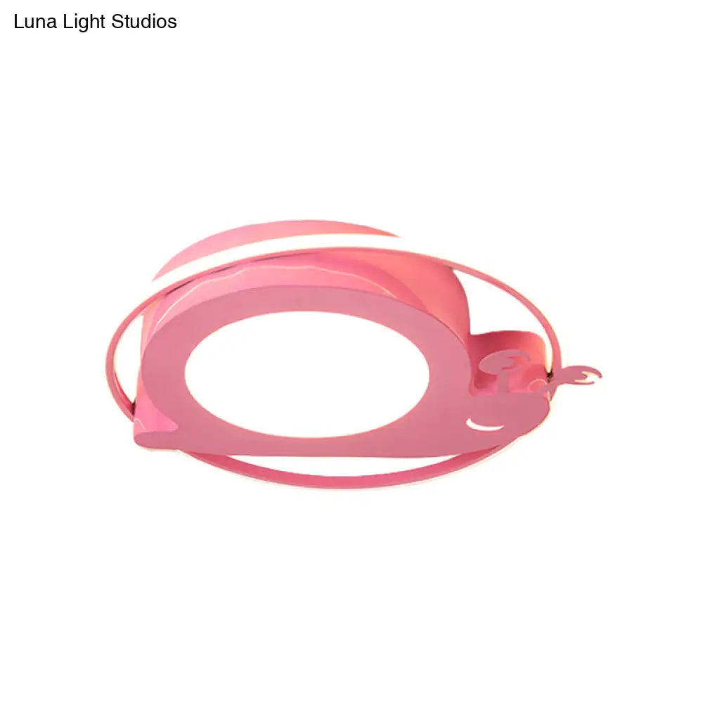 Metallic Snail Led Ceiling Lamp For Kindergarten With Acrylic Finish