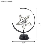Metallic Star And Moon Led Nightstand Lamp For Bedroom Decor