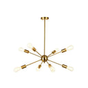 Metallic Sunburst Industrial Pendant Light With Bare Bulbs 8 / Brass