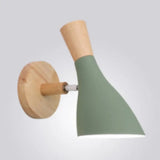 Metallic Swivel Shade Wall Lamp - Macaron 1-Bulb Wood Bedroom Light Fixture Green / D