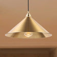 Metallic Vintage Brass Pendant Light With Conic Shade - Indoor Hanging Ceiling