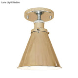 Metallic Vintage Style Rust/Copper Semi Flush Light Fixture - 1 Tapered Indoor Design