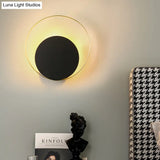 Mid Century Circle Sconce Light: Hotel Wall Mount In Black-Gold