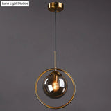Mid-Century Globe Hanging Lamp With Glass Shade & Metal Ring - Perfect For Bedrooms