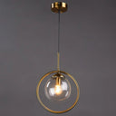 Mid-Century Globe Hanging Lamp With Glass Shade & Metal Ring - Perfect For Bedrooms Clear / Round