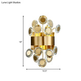 Mid Century Gold Finish Crystal Wall Sconce With Integrated Led Lighting