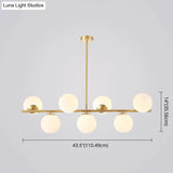 Mid-Century Gold Glass Pendant Lighting - 7 Light Spherical Island Ceiling For Dining Table