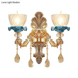 Mid Century Gold Wall Mounted Glass Flower Sconce Lamp