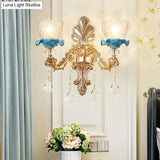 Mid Century Gold Wall Mounted Glass Flower Sconce Lamp