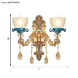 Mid Century Gold Wall Mounted Glass Flower Sconce Lamp