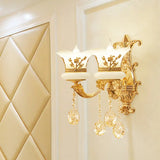 Mid-Century Gold Wall Mounted Lamp With Frosted Glass - Flower Bedside Light Fixture 2 /