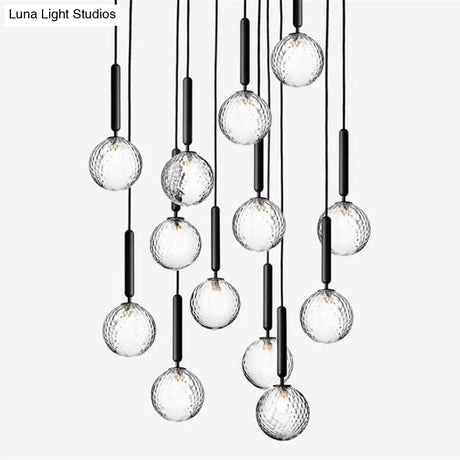 Mid-Century Hanging Glass Lamp With Globe Design - 1 Light Pendant For Bedroom