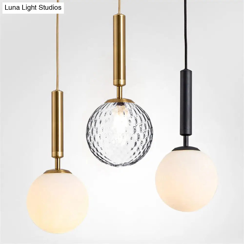 Mid-Century Hanging Glass Lamp With Globe Design - 1 Light Pendant For Bedroom