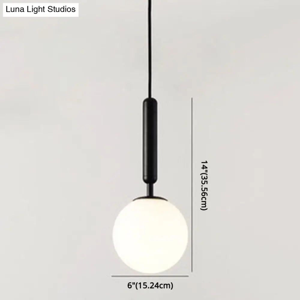 Mid-Century Hanging Glass Lamp With Globe Design - 1 Light Pendant For Bedroom