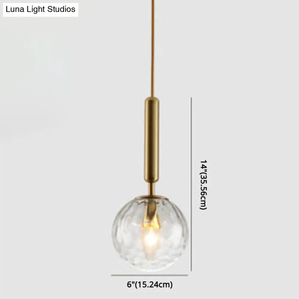 Mid-Century Hanging Glass Lamp With Globe Design - 1 Light Pendant For Bedroom