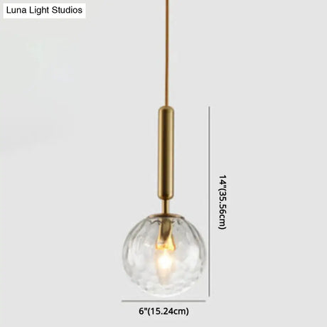 Mid-Century Hanging Glass Lamp With Globe Design - 1 Light Pendant For Bedroom