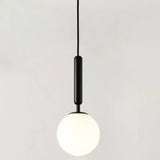 Mid-Century Hanging Glass Lamp With Globe Design - 1 Light Pendant For Bedroom Black / Milk White