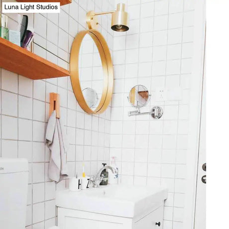 Mid-Century Home Wall Lighting: Gold 1-Head Down Lighting Wall-Mounted Fixture With Mental Cage
