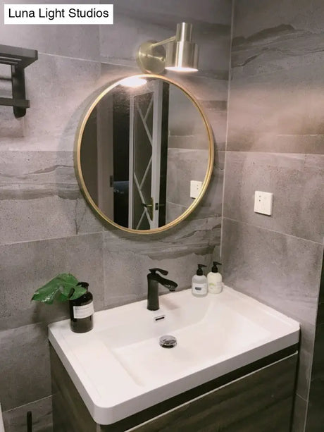 Mid-Century Home Wall Lighting: Gold 1-Head Down Lighting Wall-Mounted Fixture With Mental Cage