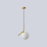 Mid Century Modern Glass Pendant Light - Sleek Hanging Fixture For Bedroom Brass