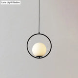 Mid-Century Modern White Glass Hanging Pendant Light For Bedroom - 1-Light Fixture