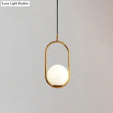 Mid-Century Modern White Glass Hanging Pendant Light For Bedroom - 1-Light Fixture