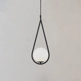 Mid-Century Modern White Glass Hanging Pendant Light For Bedroom - 1-Light Fixture Black / Water
