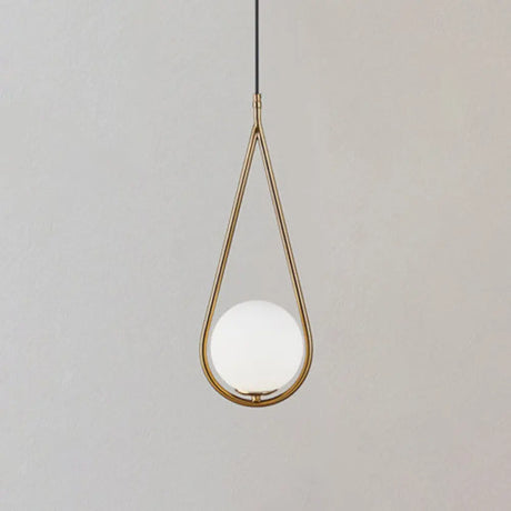 Mid-Century Modern White Glass Hanging Pendant Light For Bedroom - 1-Light Fixture Gold / Water Drop