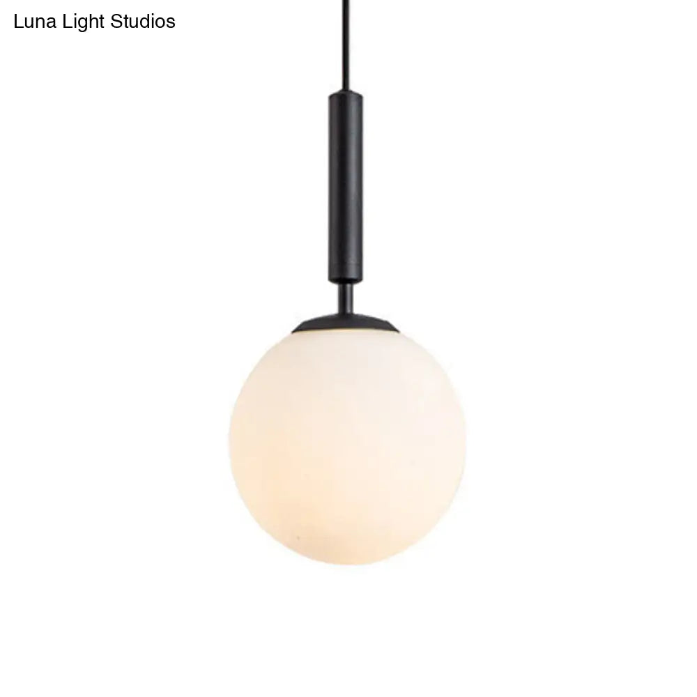 Mid-Century Modern White Glass Sphere Pendant Lighting - Ideal For Restaurants