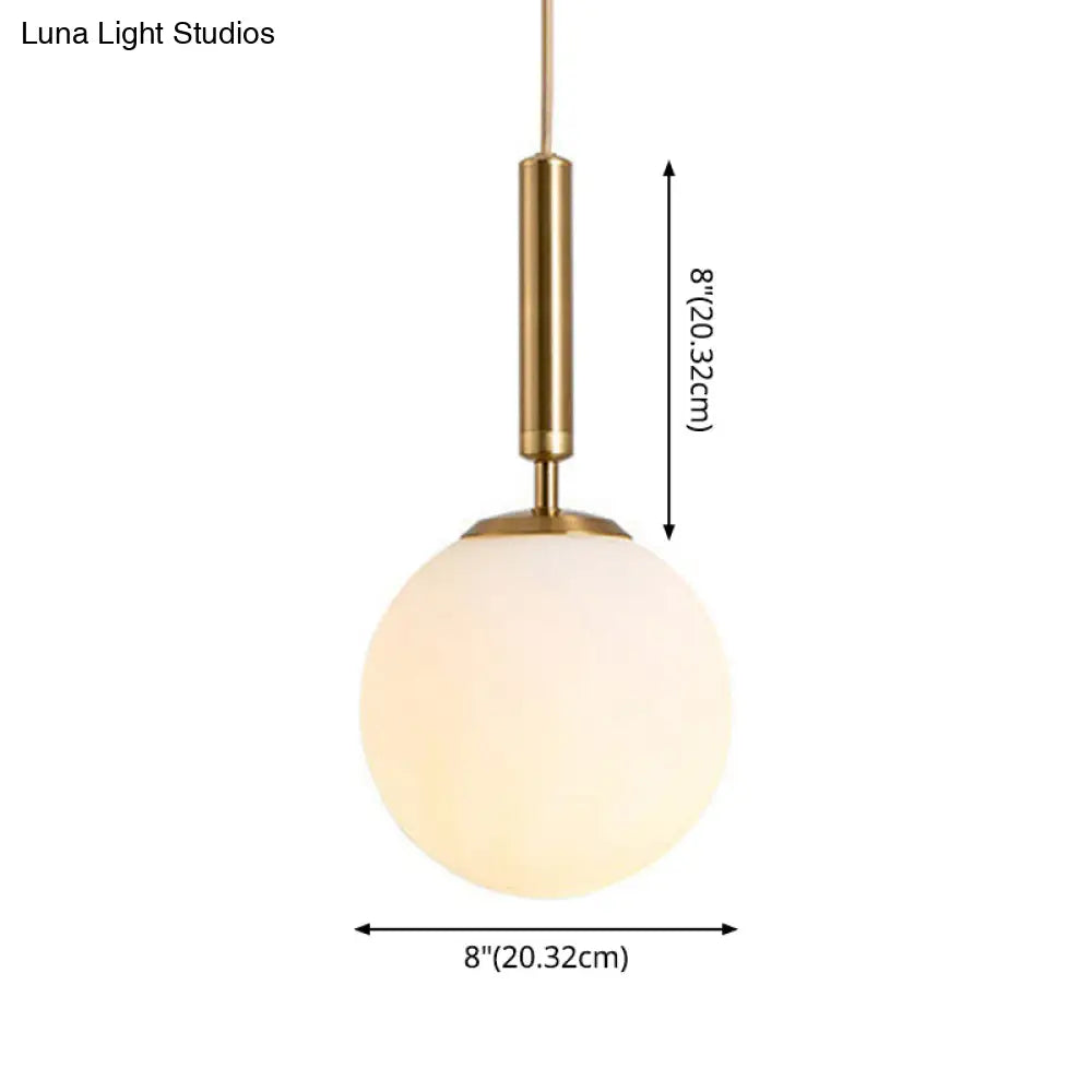 Mid-Century Modern White Glass Sphere Pendant Lighting - Ideal For Restaurants