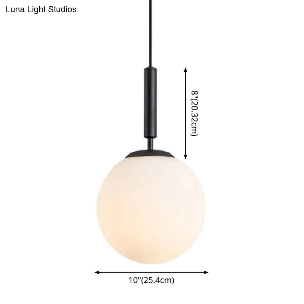 Mid-Century Modern White Glass Sphere Pendant Lighting - Ideal For Restaurants