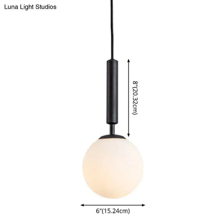 Mid-Century Modern White Glass Sphere Pendant Lighting - Ideal For Restaurants