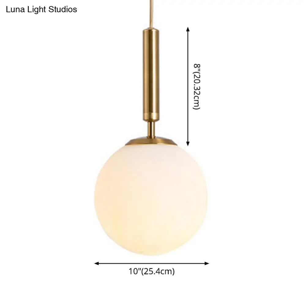 Mid-Century Modern White Glass Sphere Pendant Lighting - Ideal For Restaurants
