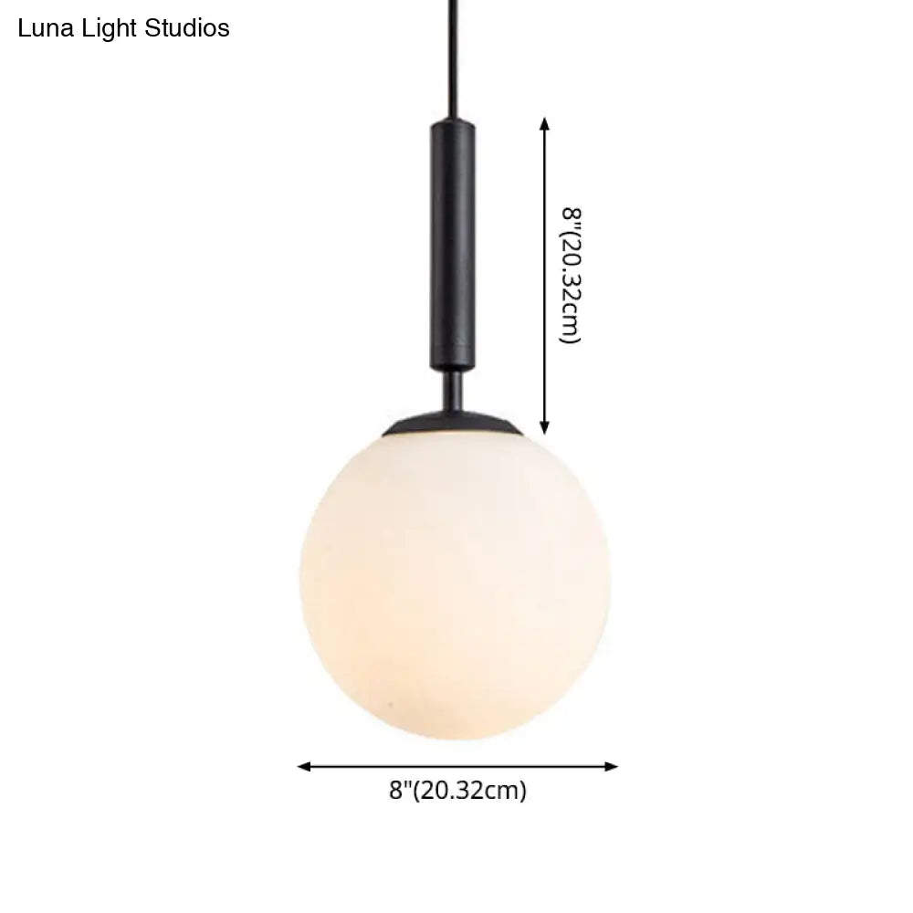 Mid-Century Modern White Glass Sphere Pendant Lighting - Ideal For Restaurants