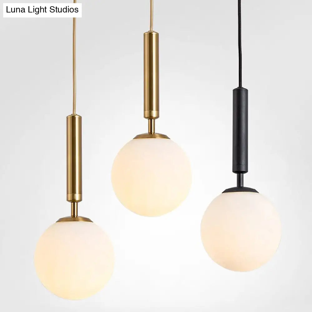 Mid-Century Modern White Glass Sphere Pendant Lighting - Ideal For Restaurants