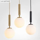 Mid-Century Modern White Glass Sphere Pendant Lighting - Ideal For Restaurants