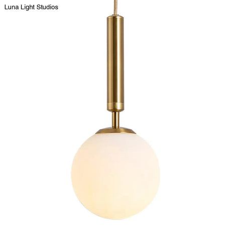 Mid-Century Modern White Glass Sphere Pendant Lighting - Ideal For Restaurants