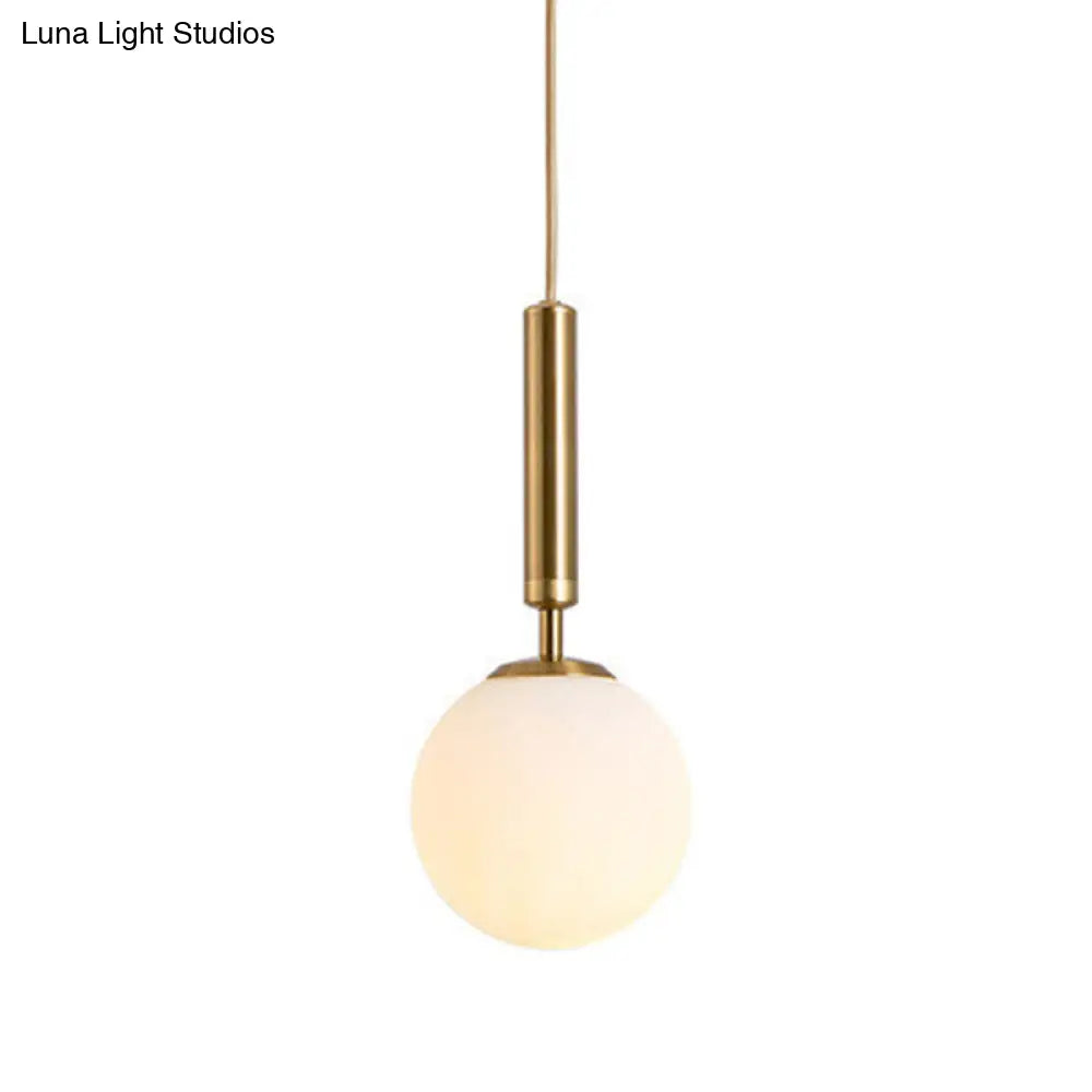 Mid-Century Modern White Glass Sphere Pendant Lighting - Ideal For Restaurants