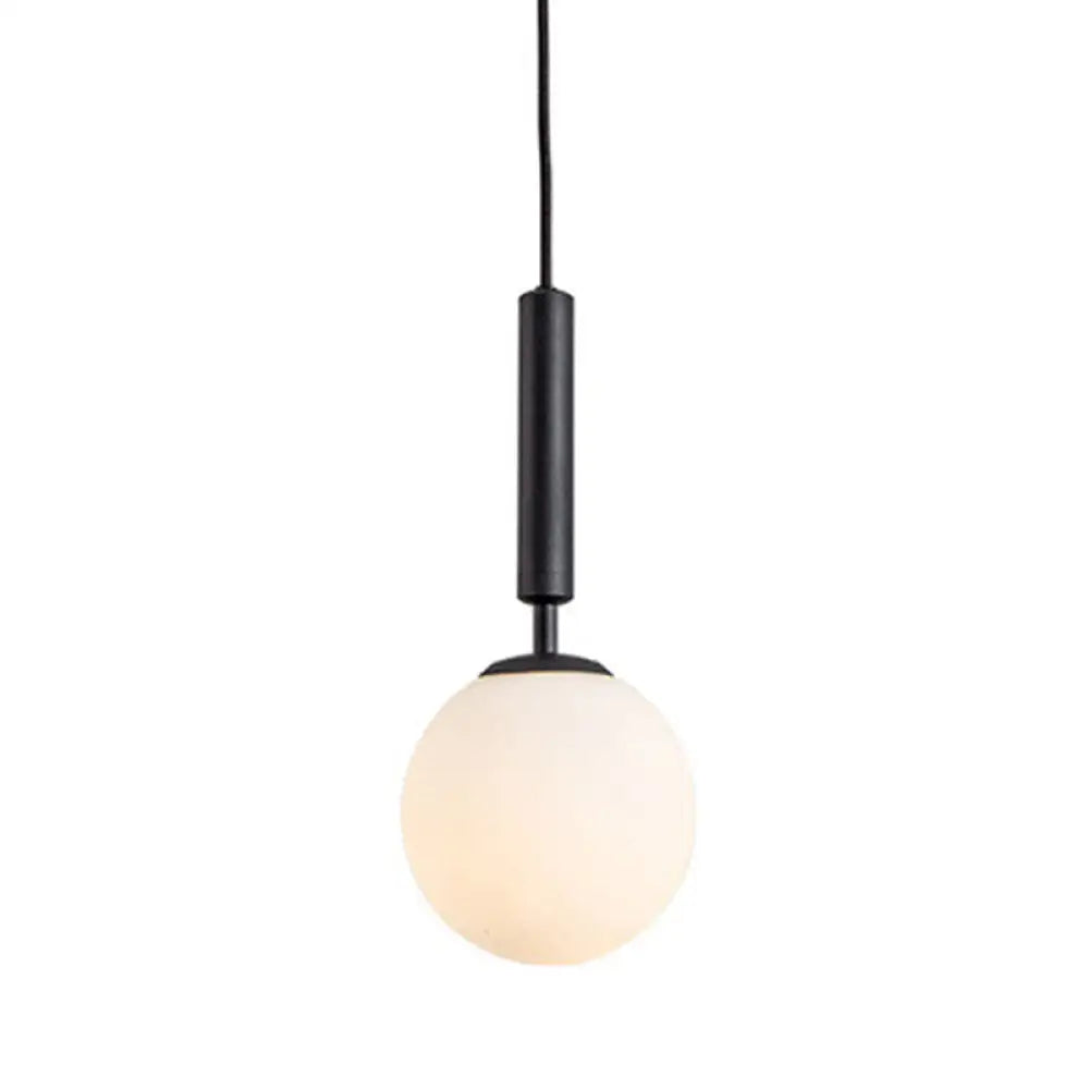 Mid-Century Modern White Glass Sphere Pendant Lighting - Ideal For Restaurants Black / 6